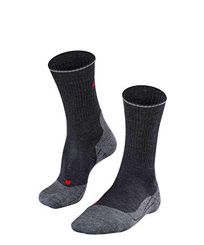 FALKE TK2 Wool Silk Calcetines De Senderismo Hombre Merino Seda Gris Accesorios De Montaña En Trekking O Camping Para Calzado De Hombres sin patrón y reforzado 1 Par