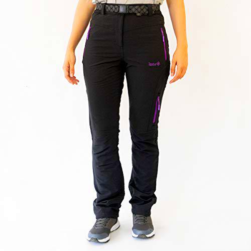 Izas Outdoor Olca Pantalones Trekking, Mujer, Black/Purple, Large