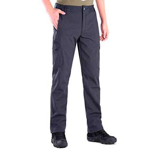 FREE SOLDIER Pantalones de Trabajo para Hombre Pantalones Trekking Impermeables de Invierno Pantalones Montaña Tácticos Pantalones de Senderismo Termico con Forro Polar (Gris,48 Largo)