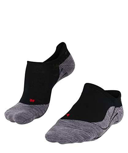 FALKE TK5 Invisible Calcetines De Senderismo Mujer Lana De Merino Negro Gris Accesorios De Montaña En Trekking O Camping Para Calzado sin patrón y reforzado 1 Par