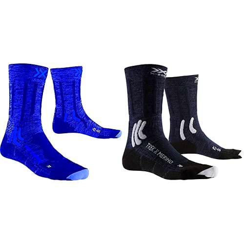 X-Socks Trek X Merino Set 2-Pack Calze Trekking Calzini da Escursionismo Sportivi Lana Adulto Unisex Midnight Blu-Bianco / Dolomite Grigio, 39-41