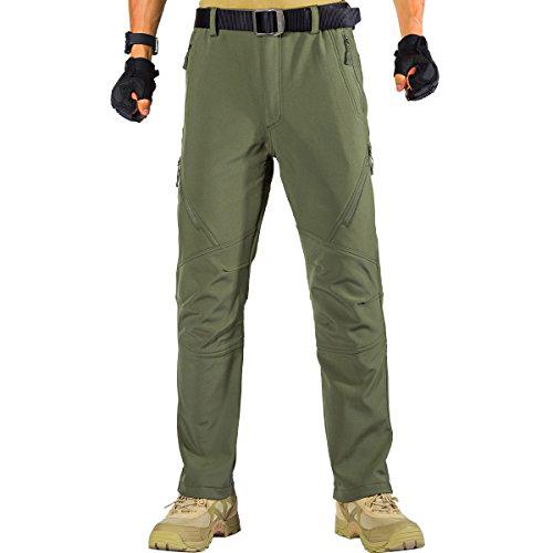 FREE SOLDIER Pantalones de Trabajo Softshell para Hombre Pantalones Trekking Termico Pantalones Montaña Impermeable Pantalones de Snowboard de Invierno Pantalones de Caza (Verde, 54)