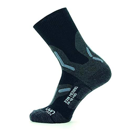 UYN Trekking 2IN Merino Mid Socks, Negro/Gris, 36 Women's