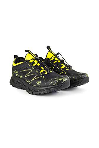 ROCK EXPERIENCE Cross Roads, Hiking Shoe Hombre, 0208 Caviar + 2134 Seguridad Amarillo, 45 EU