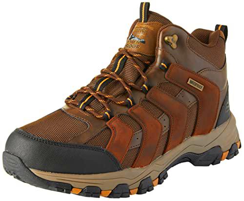 Skechers SELMEN RELODGE, Botas para Hombre, Dark Brown Leather W/ Mesh, 44 EU