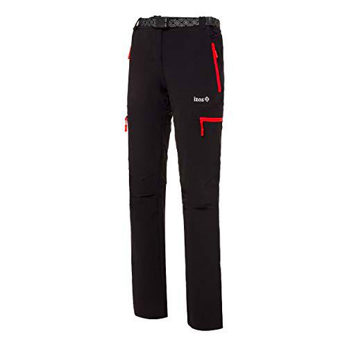 Izas PAU Pantalones Trekking, Mujer, Negro/Rojo, L