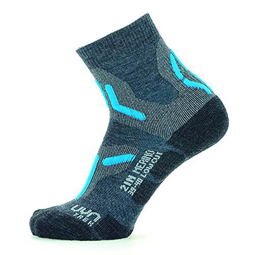 UYN Trekking 2IN Merino Low Cut Socks, Gris Medio/Turquesa, 40 Women's