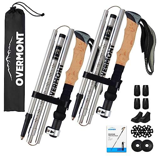 Overmont Bastones para Caminar, Paquete de 2 Bastones Plegables de Aluminio para Mujeres y Hombres con Sistema de Bloqueo rápido