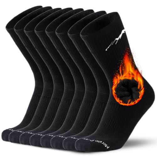 Merino Protect Calcetines Lana Merino Montaña Calcetines de Lana Gruesa Para Hombre Trekking Térmicos Ciclismo Montaña Caminar Negro (4 Paires)