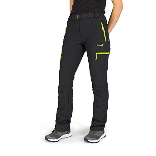 Izas PAU Pantalones Trekking, Mujer, Negro/Verde Claro, XL