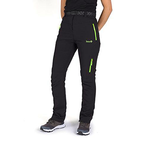 Izas Osaje Pantalones Trekking, Mujer, Negro/Verde Claro, L