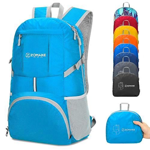 ZOMAKE 35L Mochila Plegable Ligera - Mochilas de Senderismo Pequeña Mochila para Hombre Mujer Viaje Trekking Deporte(Azul claro)