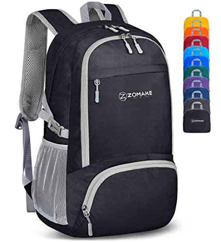 ZOMAKE Mochila Plegable Ligera - Mochilas de Senderismo Pequeña Mochila Con Resistencia Al Agua 30L Para Hombre Mujer Viaje Trekking Deporte(Negro)