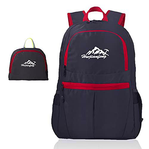 INTIRILIFE Mochila plegable ultraligera en Negro - Mochila de senderismo unisex 36L impermeable