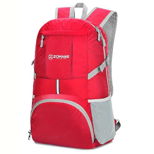 ZOMAKE 35L Mochila Plegable Ligera - Mochilas de Senderismo Pequeña Mochila Para Hombre Mujer Viaje Trekking Deporte(Rojo)