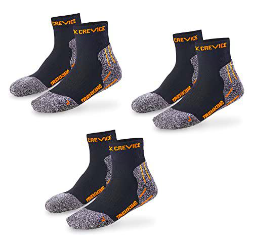 Black Crevice Calcetines de Trekking, Corto-Negro/Naranja