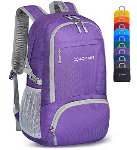 ZOMAKE Mochila Plegable Ligera - Mochilas de Senderismo Pequeña Mochila Con Resistencia Al Agua 30L Para Hombre Mujer Viaje Trekking Deporte(Violeta)