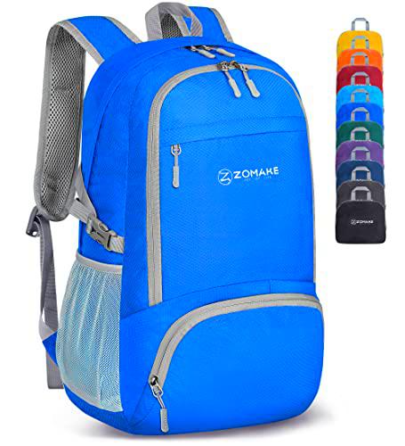 ZOMAKE Mochila Plegable Ligera - Mochilas de Senderismo Pequeña Mochila Con Resistencia Al Agua 30L Para Hombre Mujer Viaje Trekking Deporte(Azul oscuro)