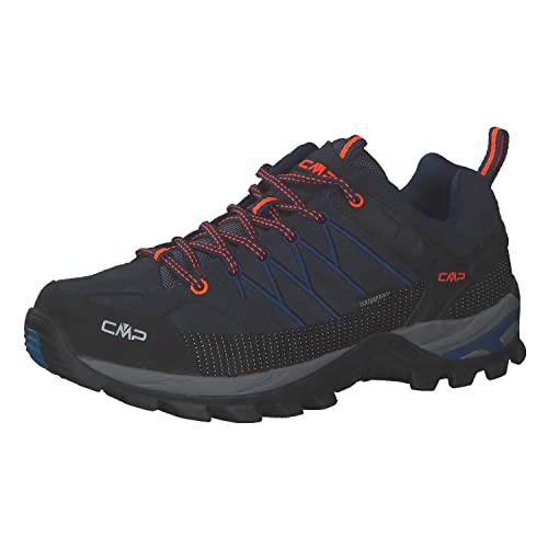 CMP Rigel Low Trekking Shoes Wp, Zapatos Hombre, Negro (B Blue Flash Orange), 47 EU