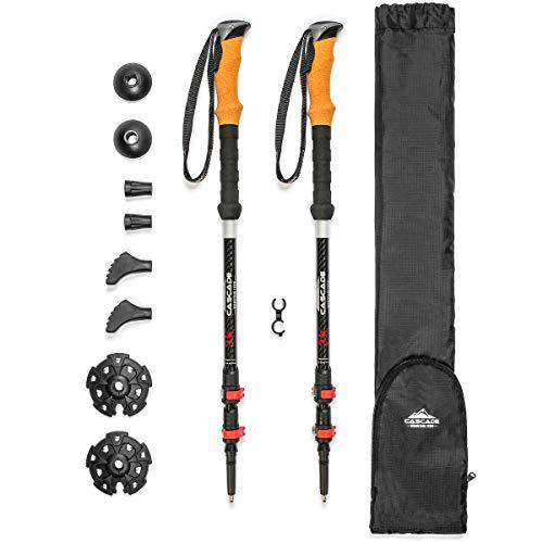 Cascade Mountain Tech Bastones de Trekking - Bastones de Senderismo o Senderismo de Fibra de Carbono 3K con Cierres rápidos Ajustables (Juego de 2)