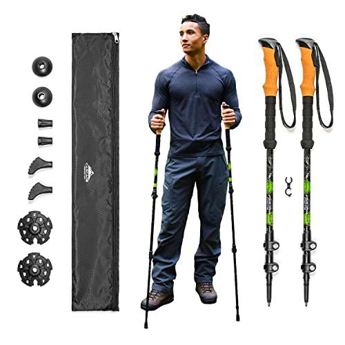 Cascade Mountain Tech Bastones de Trekking - Bastones de Senderismo de Aluminio con Cierres Ajustables expandibles hasta 54 Pulgadas (Juego de 2)