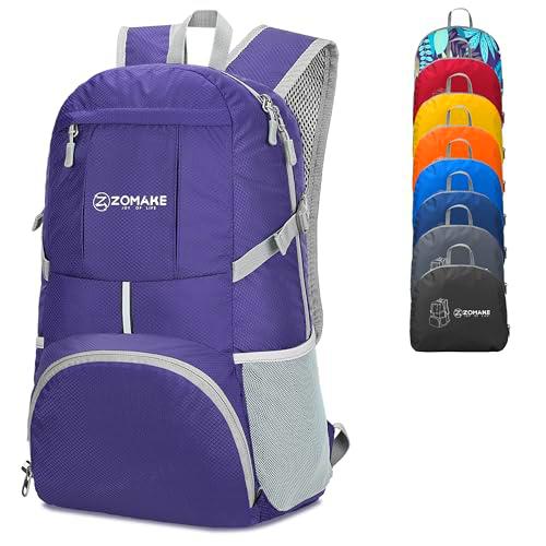 ZOMAKE 35L Mochila Plegable Ligera - Mochilas de Senderismo Pequeña Mochila Para Hombre Mujer Viaje Trekking Deporte(Violeta)